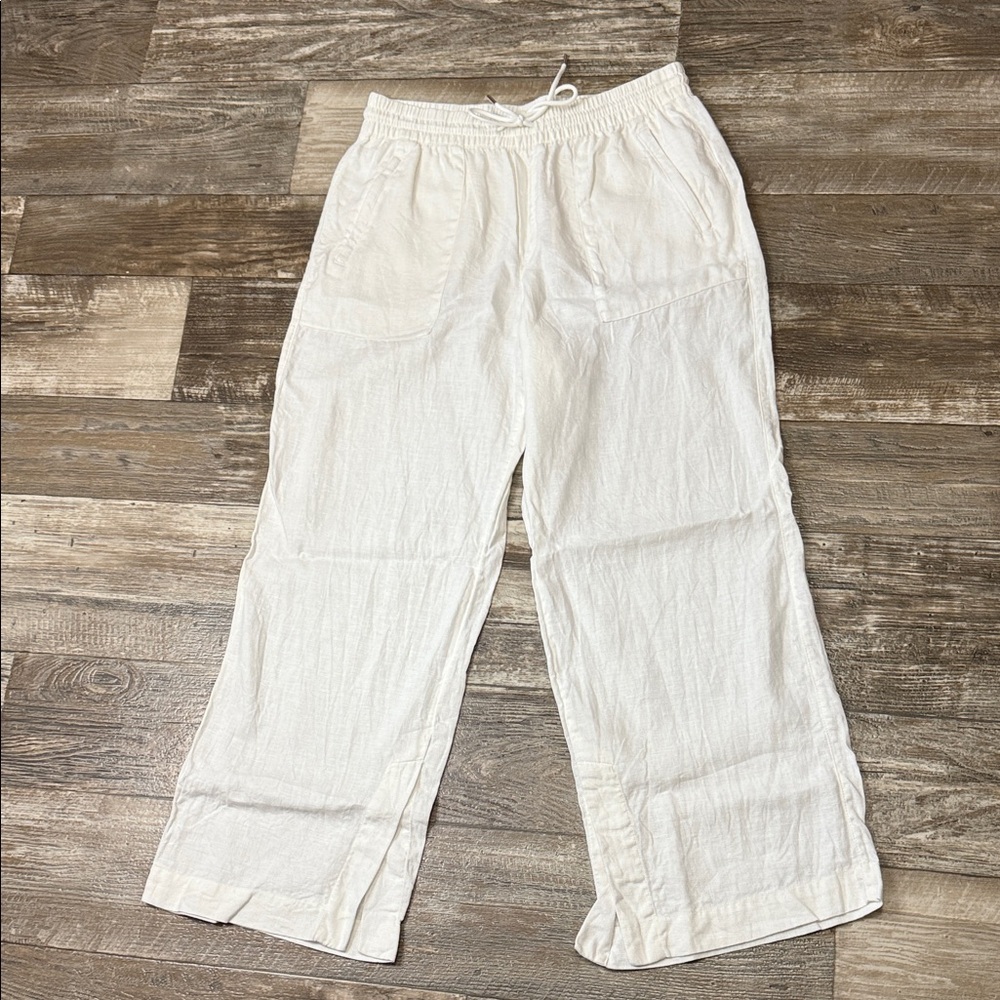 Athleta White Linen Trousers Size 10